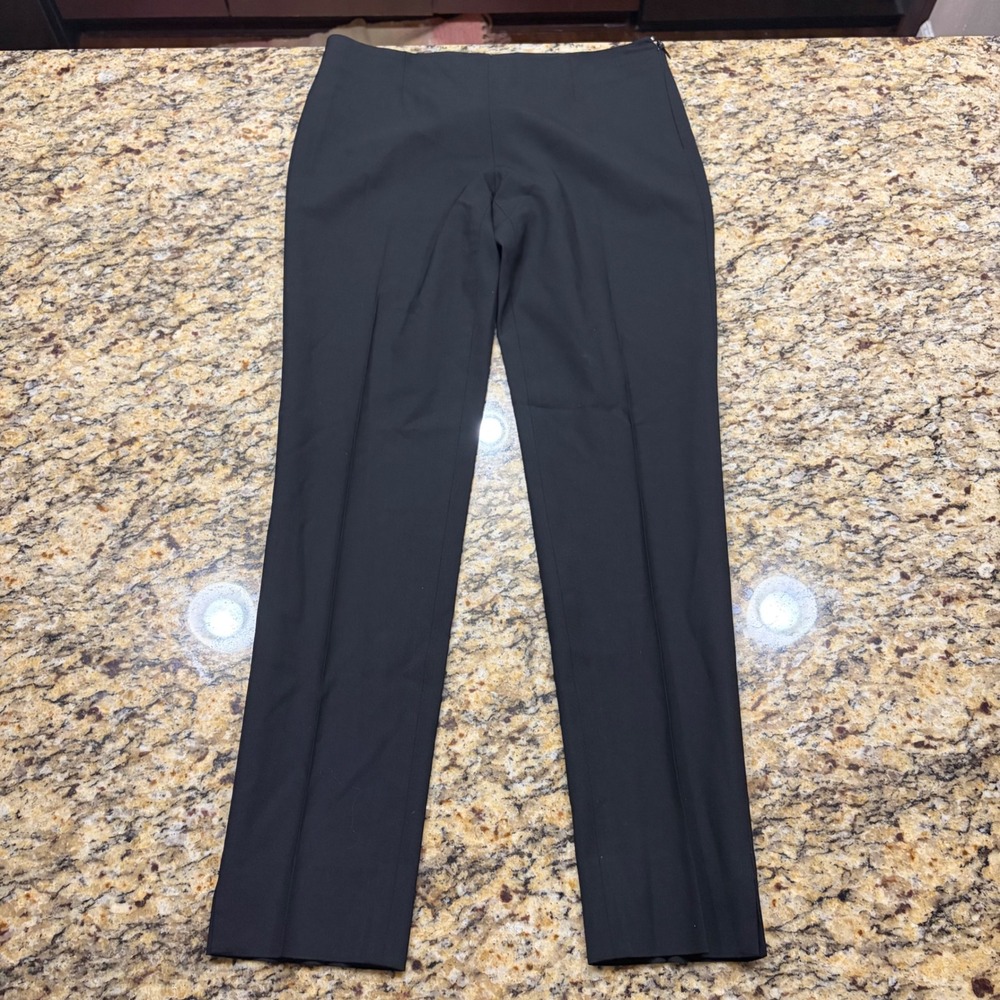 Theory Black Tailored Slim Straight Leg Side Zip Trousers Size 0 ws